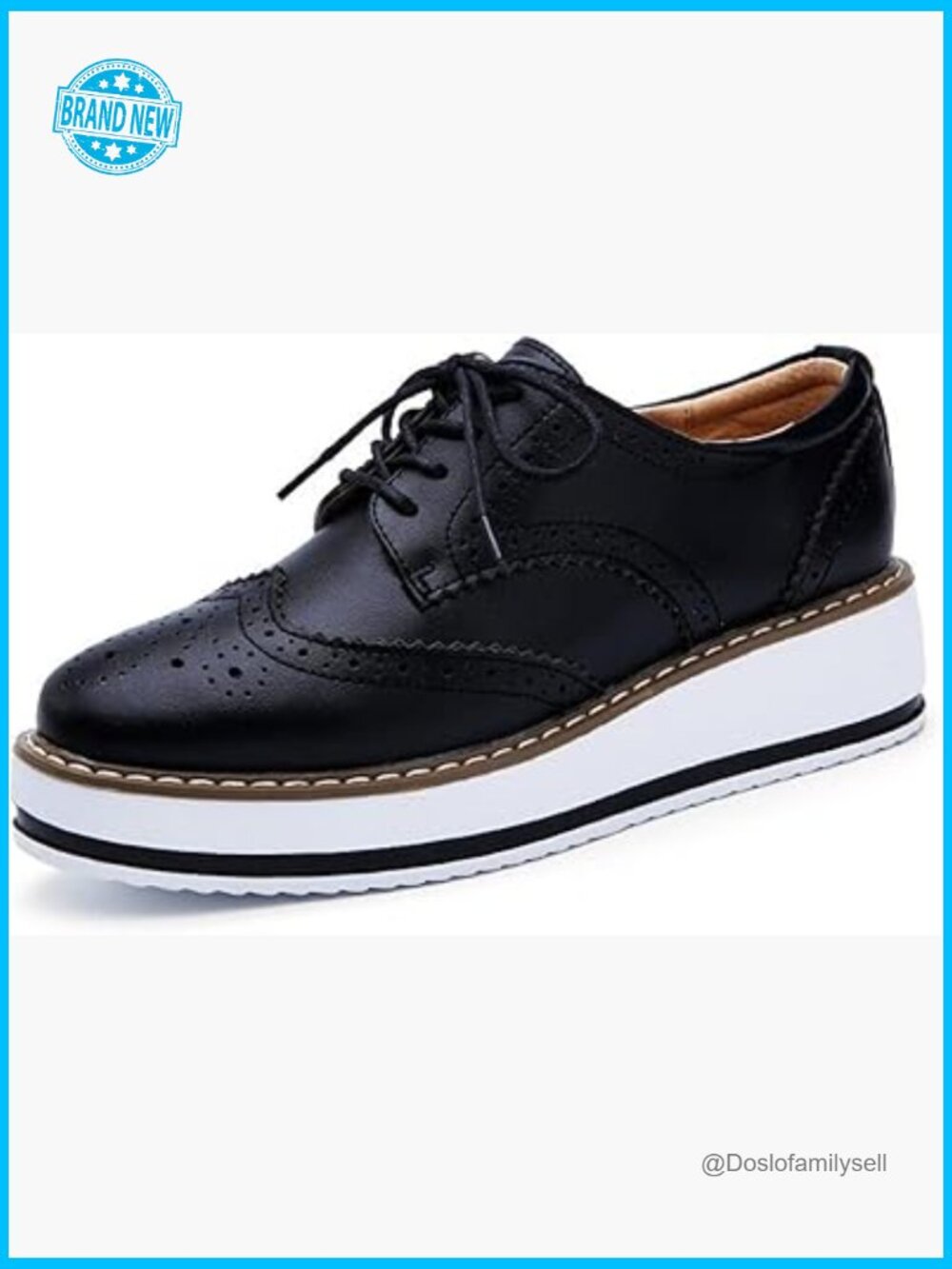 Women's Platform Lace-Up Wingtips Square Toe Oxfords Shoe
